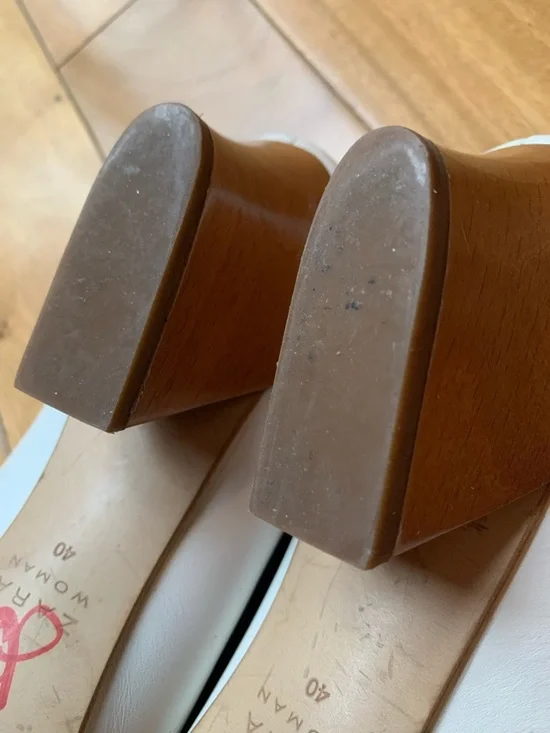 ZARA Pointy V-Neck Leather Block Heel Mules Minimalist - Picture 6 of 12